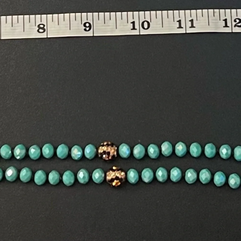 Pink Panache Turquoise Faceted Beads Rhinestone Encrusted Rondell 56" Necklace - Picture 8 of 8